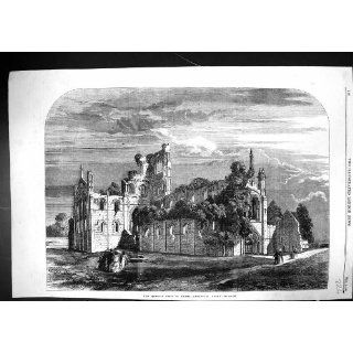 Antique Print of 1858 Queen Visit Leeds Exterior Kirkstall