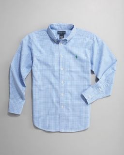 Ralph Lauren Childrenswear Blake Button Shirt, Light Blue Gingham