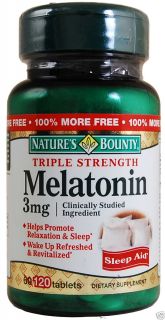 Natures Bounty 120 Melatonin 3mg Sleep Aid, Triple Strength Dietary
