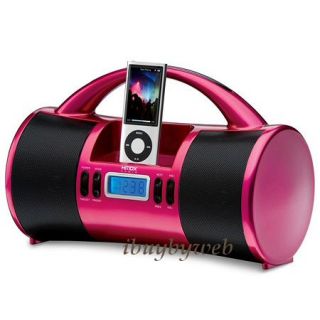  or adapter operated Extremely portable Great sound quality Pink
