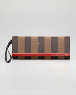 Fendi Rush Pequin Striped Pouchette Wristlet Bag   