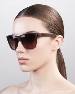 D0CRQ Gucci Square Plastic Sunglasses, Brown