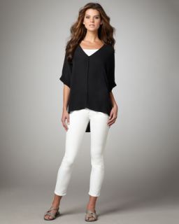 Tory Burch Tory Embroidered Tunic & Cropped Skinny Jeans   Neiman