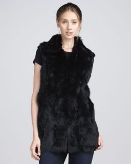 MICHAEL Michael Kors Rabbit Fur Vest & Chain Print Satin Blouse