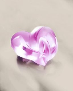 Lalique Pink Heart Paperweight   