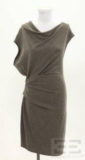 helmut lang grey wool draped dress size small