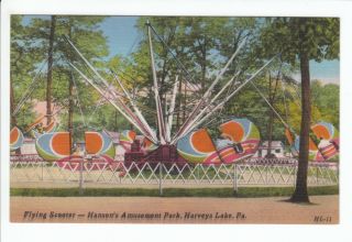  Ride Hansons Amusement Park Harveys Lake PA Postcard Swing Ride