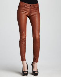 T53P7 J Brand Jeans L8001 Cognac Leather Super Skinny Pants