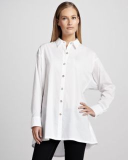T5VBR Go Silk Solid Flared Big Shirt, Womens