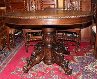 Exquisite Antique Henry II Hunt Scene Dining Table Made from Solid Oak