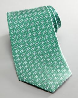 Salvatore Ferragamo Diagonal Double Gancini Tie, Green   