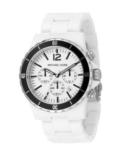 Michael Kors Acrylic Chronograph Watch, White   