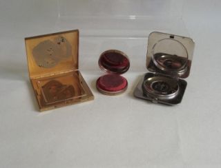 Three Vintage Compacts Gwenda Tap Flap Jewelled Rouge Henriette