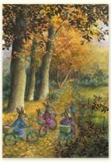 Susan Wheeler Holly Pond Hill Bunny Family Bicycle Thanksgiving