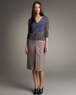 Escada Pleated Front Leather Skirt   