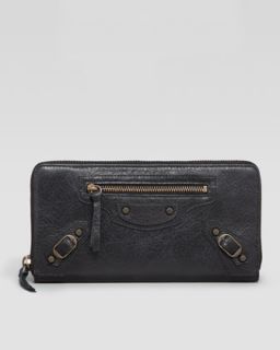 Balenciaga Classic Continental Zip Wallet, Black   