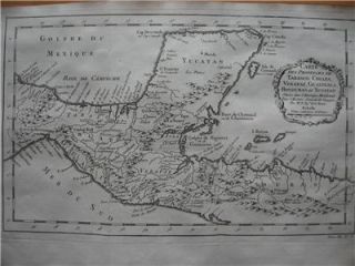 1754 Bellin Map Mexico Yucatan Guatimala Honduras
