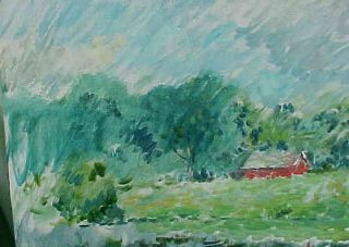 Howard D Becker Honesdale PA Red Barn Painting Listed