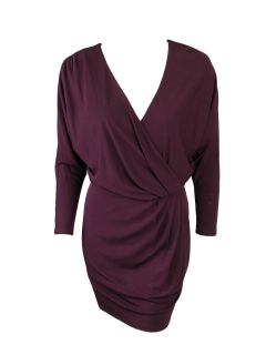 Haute Hippie womens ruched side long sleeve v neck dress $415 New