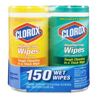 Clorox 01599, Disinfecting Wet Wipe, 75 Wipes/Tub, 2 Tubs