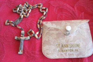 Vintage Lourdes France Holy Water Vial Catholic Rosary Beads 9