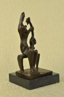 Henry Moore Mother and Child Bronze Sculpture Statue Signed Marble