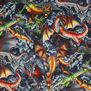 Alexander Henry Tale of the Dragon Brite Kids Novelty Cotton Quilt