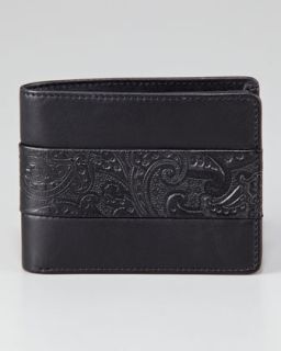 N1TZZ Robert Graham Paisley Leather Banded Bi Fold Wallet