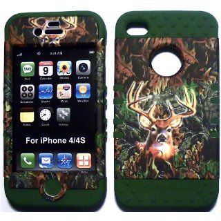 Camo Deer on Dark Green Silicone Skin for Apple iPhone 4