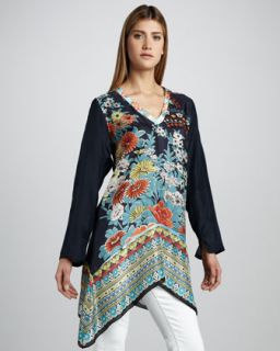 T53ME Johnny Was Collection Printed Silk Tunic, Womens