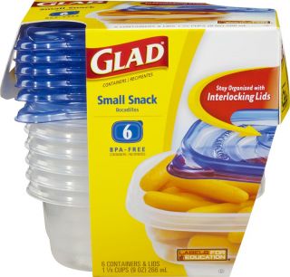 GladWare Small Snack Reusable Plastic Containers, Package of 9 Ounce