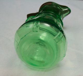 Hazel Atlas Green Depression Glass Syrup Pitcher with Metal Top