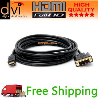 15 ft HDMI Male to 18 1 DVI Cable Computer Monitor PC LCD HDTV HD DVD