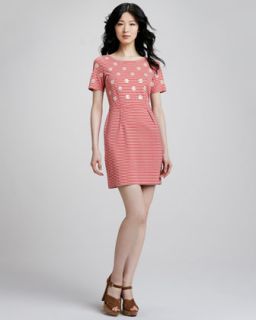 T629T MARC by Marc Jacobs Willa Dotted Striped Dress, Peanut Brittle