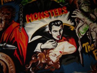 Fabric Kaufman Horror Monsters Movies V RARE Hollywood