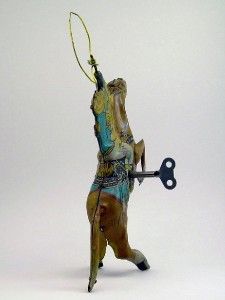  Tin Litho Wind Up Toy Cowboy with Horse Lasso Made in Japan