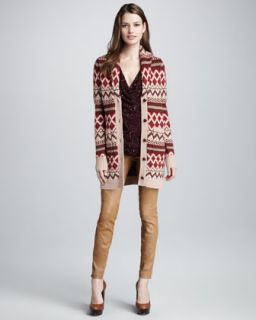 3WY2 Haute Hippie Fair Isle Sweatercoat, Sequined Top & Leather Pants