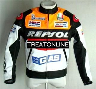 Motorcycle Motor Racing Repsol Leather Jacket M XXL New Orange Topup