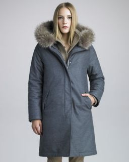 Burberry Hooded Quilted Jacket, Navy   