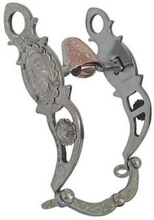 Showman High Port Spade Engraved Silver Western Horse Show Bit for