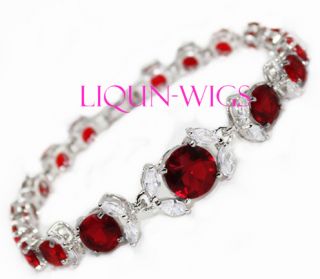 Charming Jewelry Silver Shining Wine Red Crystal Womens Bracelet