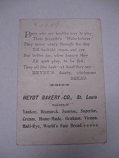 Early 1900s Heydt Bakery Company Trade Card Lil Conductor