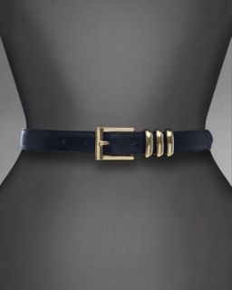 St. John Collection Metallic Napa Leather Belt, Navy   