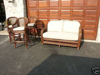 Frontgate Heyworth Rattan Wicker Sofa Loveseat w Cushions $1299 28312