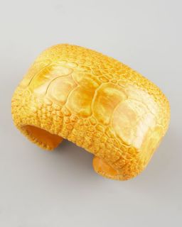 Y168Y Nest Ostrich Leather Cuff, Yellow