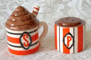  Ceramic Wintertime Holiday Hot Chocolate Cocoa Mug Salt Pepper