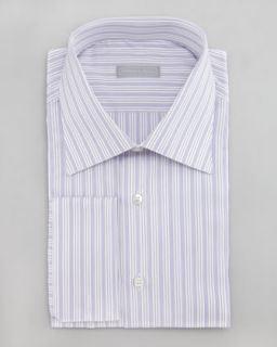 M04T2 Stefano Ricci Striped Dress Shirt, White/Purple