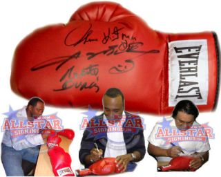 RARE Hearns Leonard Duran Signed Boxing Glove Proof