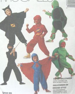 Childs Superhero Costume Pattern Cowl Jumpsuit Hood Cape Belt McCalls