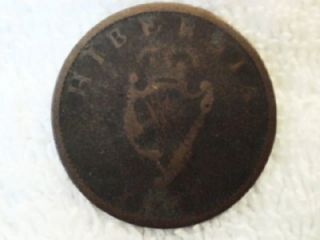 1875 Hibernia Ireland Irish Copper Coin